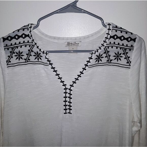 Lucky Brand White Embroidered Boho Top - Picture 2 of 5